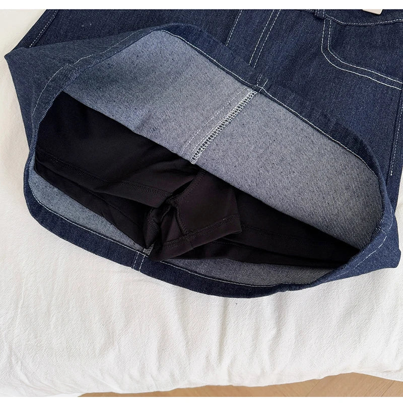 Vintage Wash Denim 2 Piece Sets Women Long Sleeve Crop Top Zipper Jacket and A-Line Mini Skirts Suits Streetwear Jeans Outfits