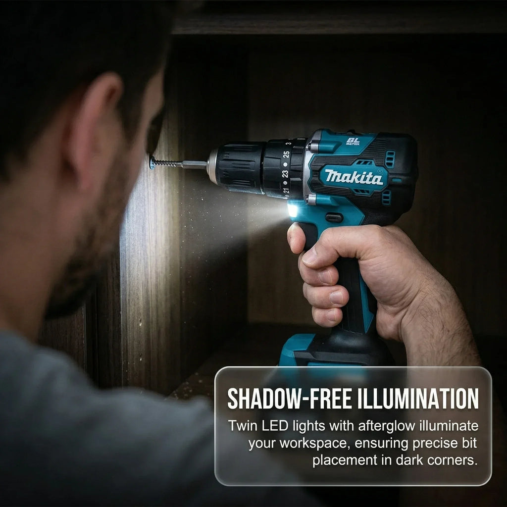 Makita Original DDF487 18V LXT Brushless Drill Driver, Multifunctional Rechargeable Screwdriver for Wood Metal Drilling Tasks