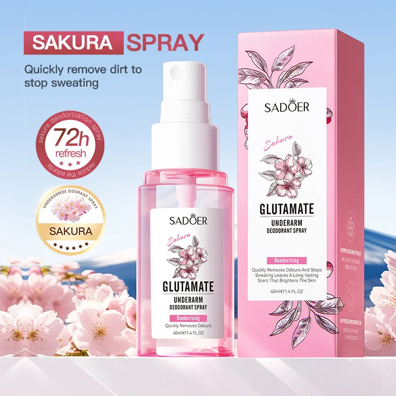SADOER Cherry Blossom Fragrance Spray Long Lasting Light Scent Alcohol-Free Refreshing Portable Fragrance for Women Daily Office