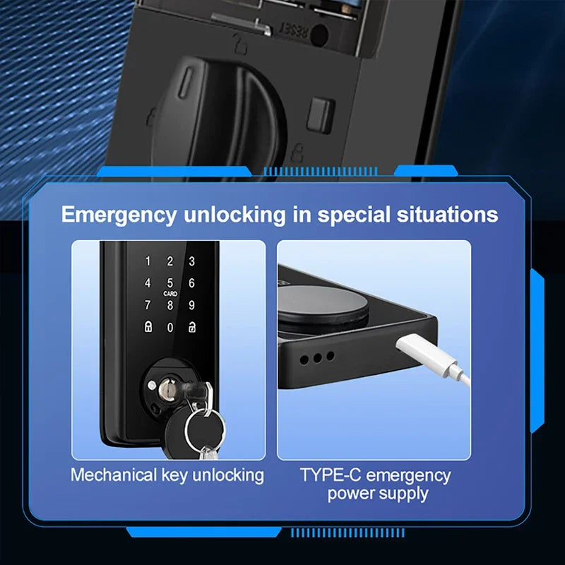 Tuya WiFi Smart Door Lock Keyless Entry Fingerprint Electronic Digital Lock TTlock App/Password/IC Card Unlock For Wooden Door