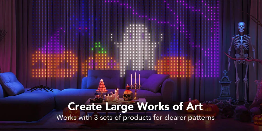 Smart LED Curtain Lights, 400 LEDs RGB+IC Color Changing Wall Lights, 9.84x9.84ft Indoor Dynamic DIY Pattern LED String Lights