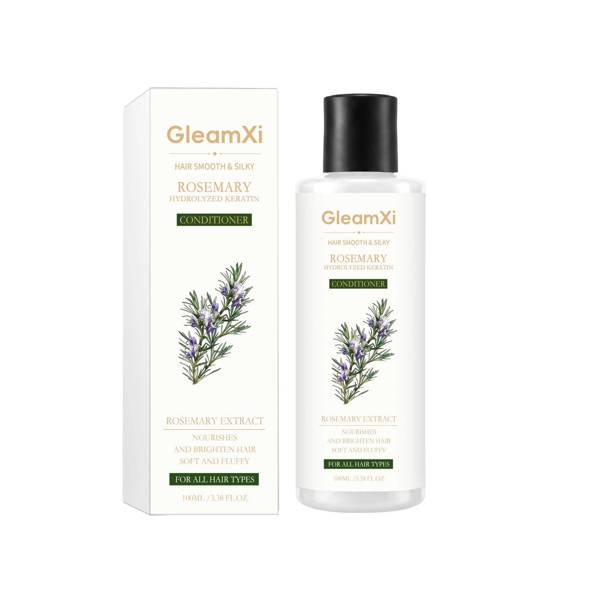 GleamXi Rosemary Hair Hydrolyzed Keratin Conditioner Anti Frizz Repair Split Ends Nourish Dry Damage Hair Smoothing Conditioner