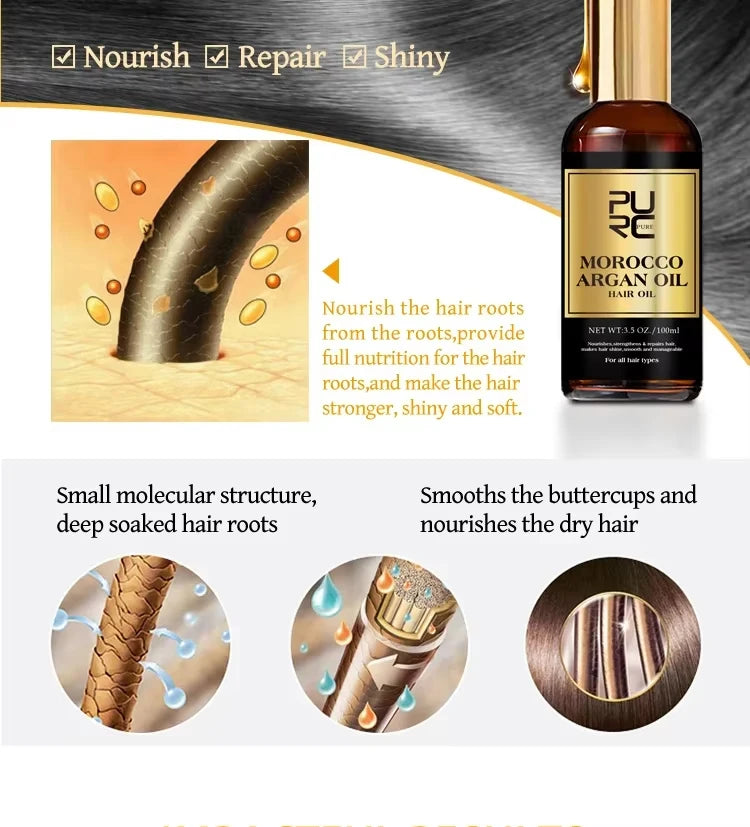 PURC Morocco Set Serum Smoothing Shampoo and Conditioner Repair Hair Mask Anti Dandruff Scalp Anti-Itch Hair Care Products Kit