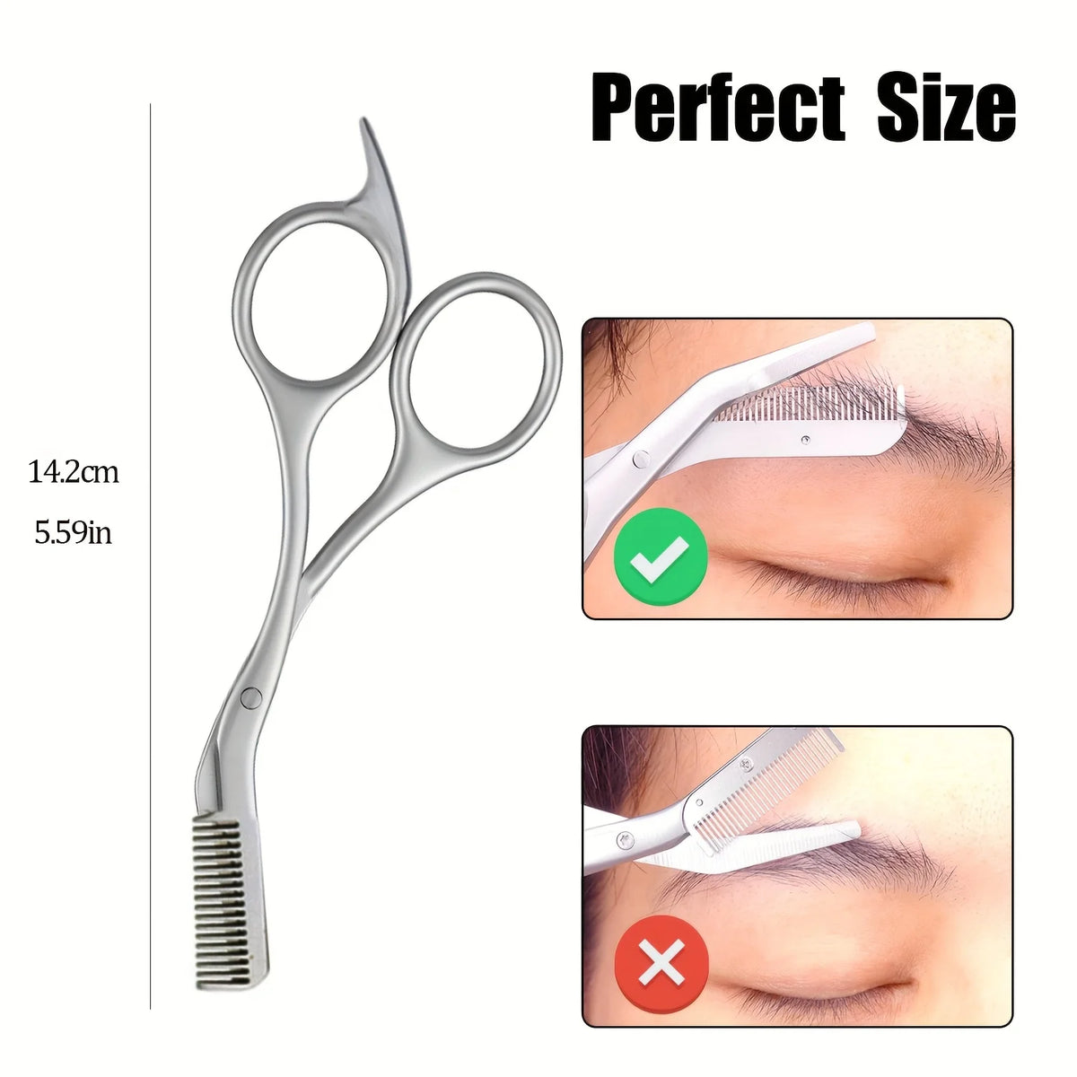 Eyebrow Scissors for Men And Women Makeup Tools One Metal Texture with Comb Eyebrow Razor Beauty Scissors Stainless Steel