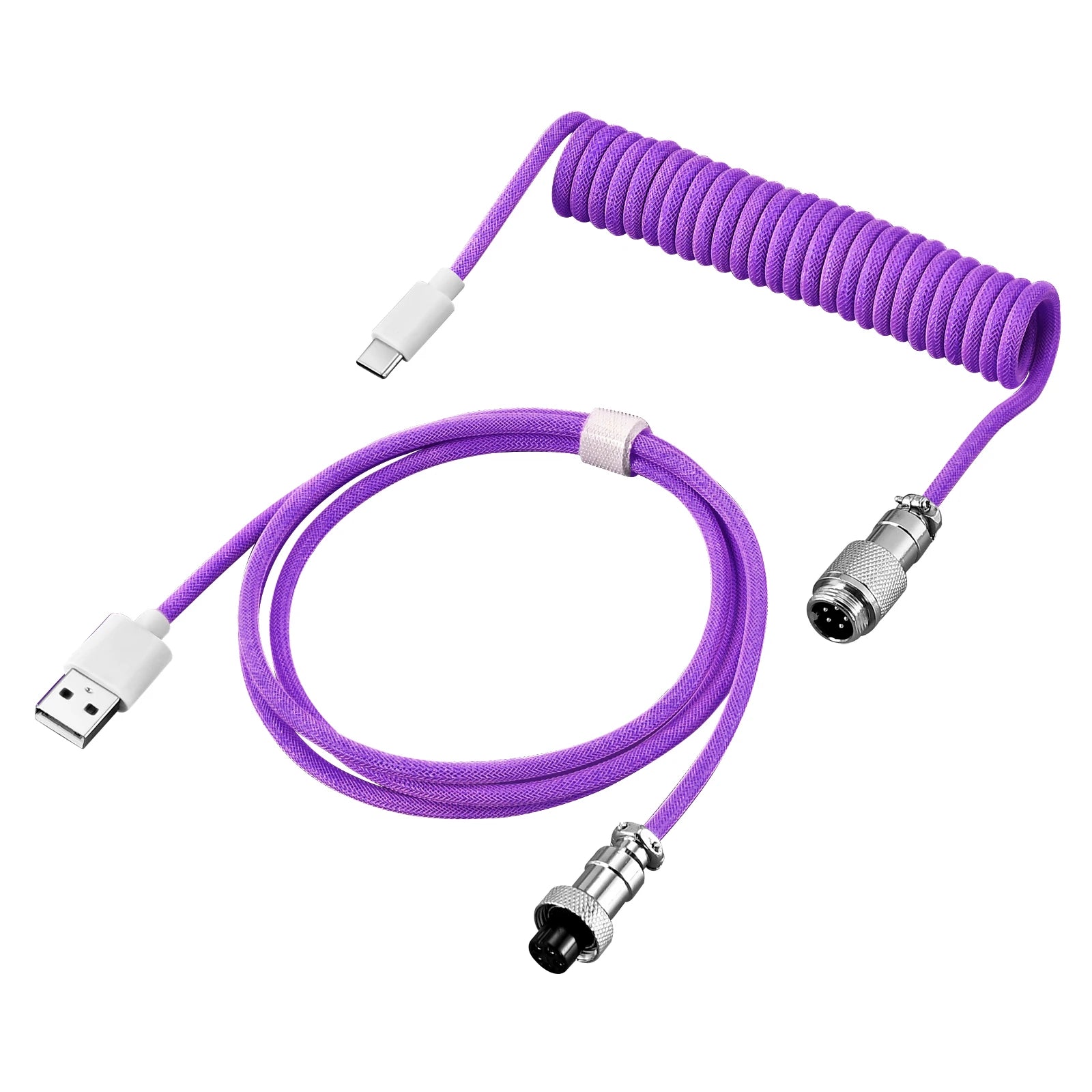 Metal USB A to TYPE C Braided Cable Mechanical Keyboard Coiled Cable USB Spring Wire Aviator Desktop Computer Aviation Connector