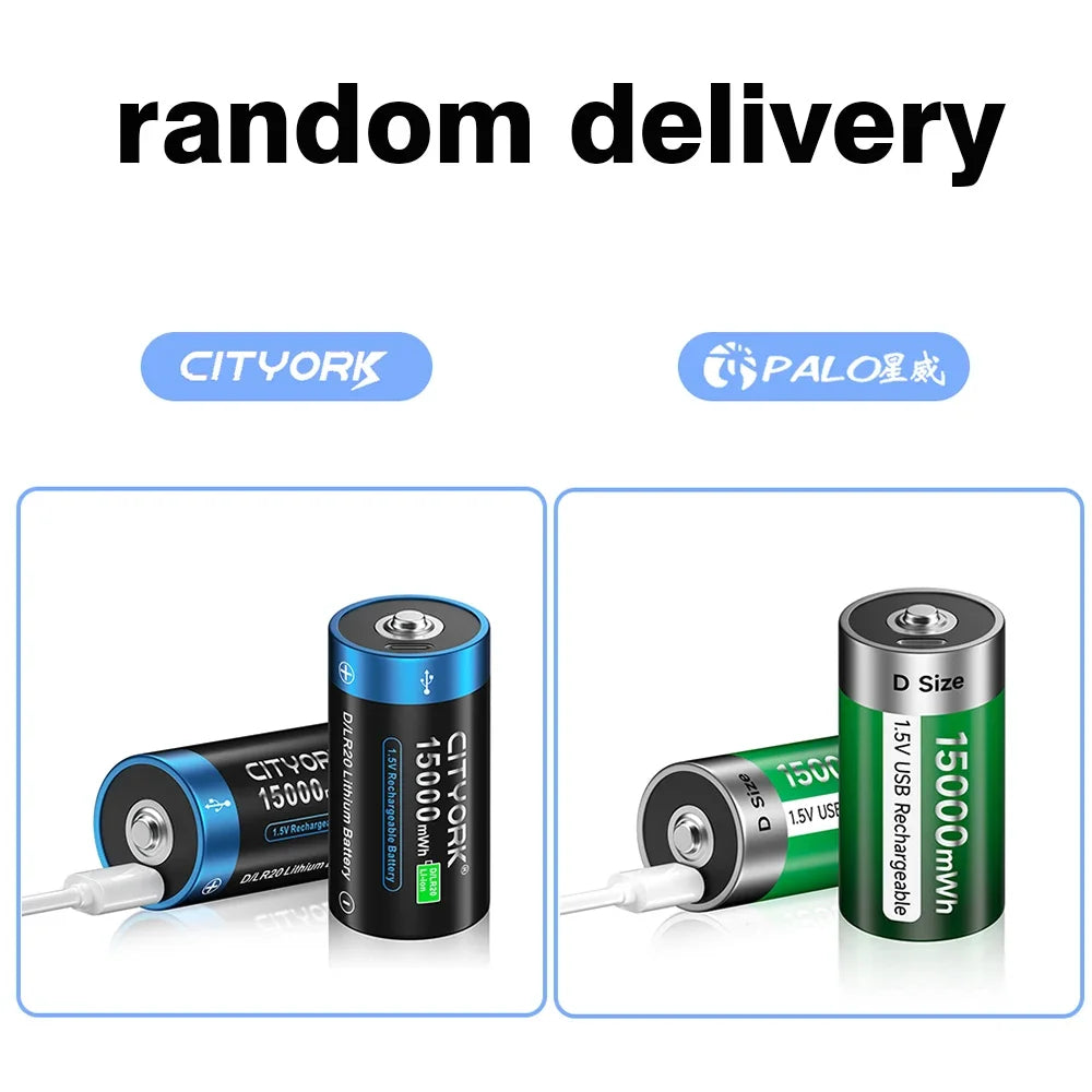 Palo 1.5V Lithium Rechargeable Battery R14 LR14 USB Charging  C Size Li-ion Battery For Water Heater Gas Stove Radio Shaver