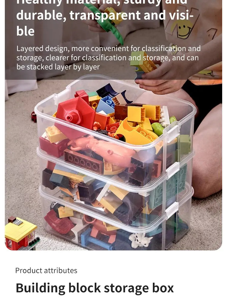 Building Blocks Toys Storage Box for Lids Brick Shaped Plastic Kids Bin Child Toy Containers Sundries Stackable Organizer