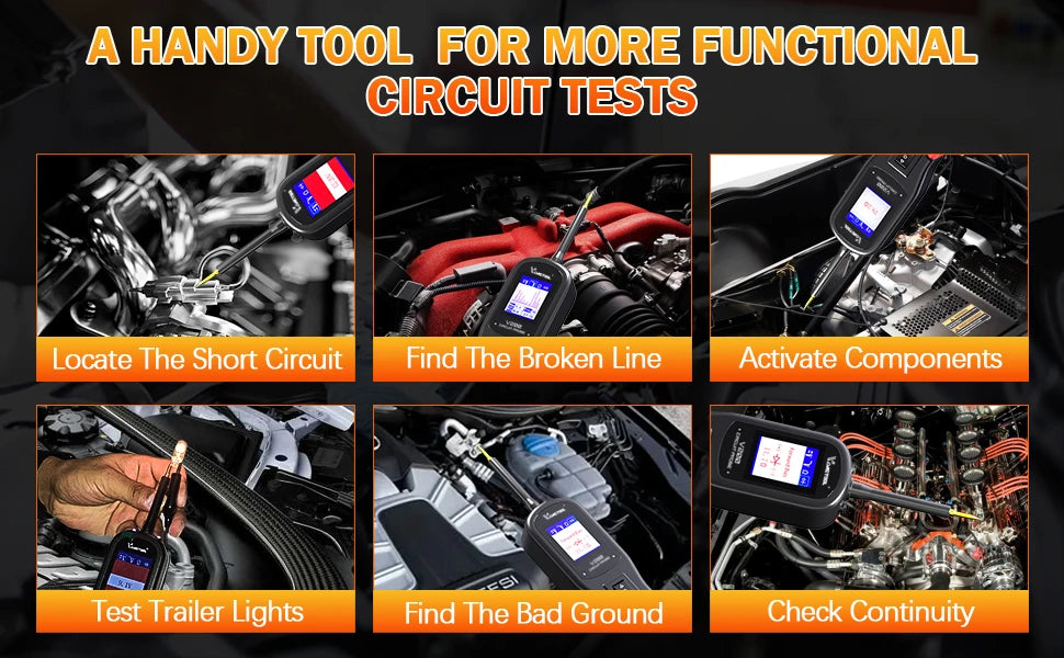 VDIAGTOOL V200 Car Electric Circuit Tester 6V-30V Automotive Power Probe Kit Electrical System Tester LCD Display Voltage Tester Electrical Diagnostic Tools ﻿