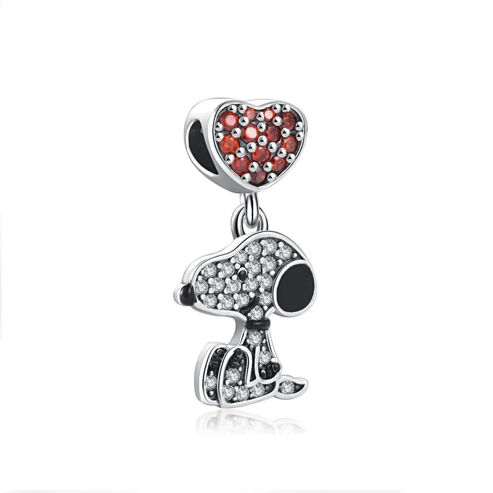 Cartoon 925Silver Balloon Dog, Red House, Watermelon Dog Male and Female Pendant,Fit Bracelet DIY Jewelry for Girls and Children