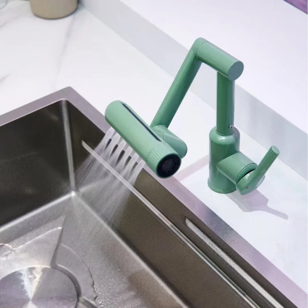 Stainless steel household kitchen hot and cold sink faucet multifunctional universal mechanical arm rotating washbasin