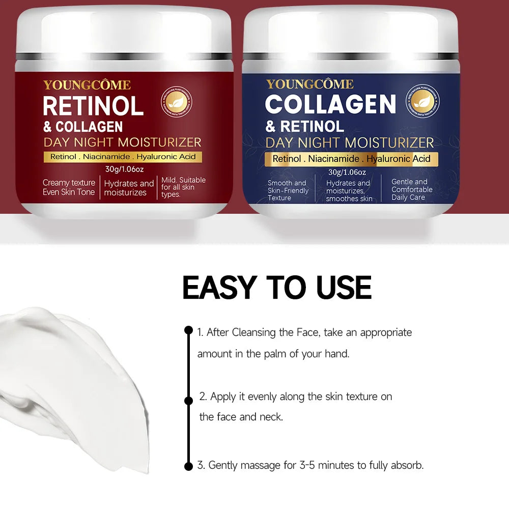 Collagen, Retinol & Hyaluronic Acid Cream - Anti-Aging Face Moisturizer for Face, Firming Skin Care Neck, Daily Moisturizer Face