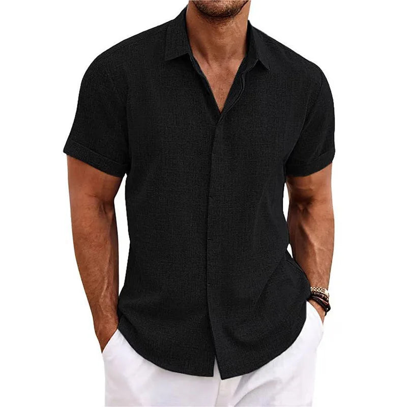 Men's Cotton Linen Short Sleeved Shirt Summer Casual Camisas Harajuku Blusas Mens Shirts Fashion Tops Men Clothing Streetwear