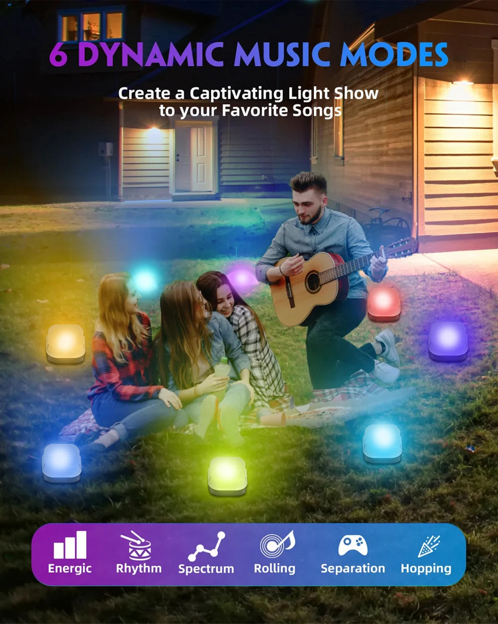 Wiscolor Smart Wifi RGB Lawn Light 30M 30Bulbs IP65 Outdoor Ground LED Light APP Control for Garden Lawn Courtyard