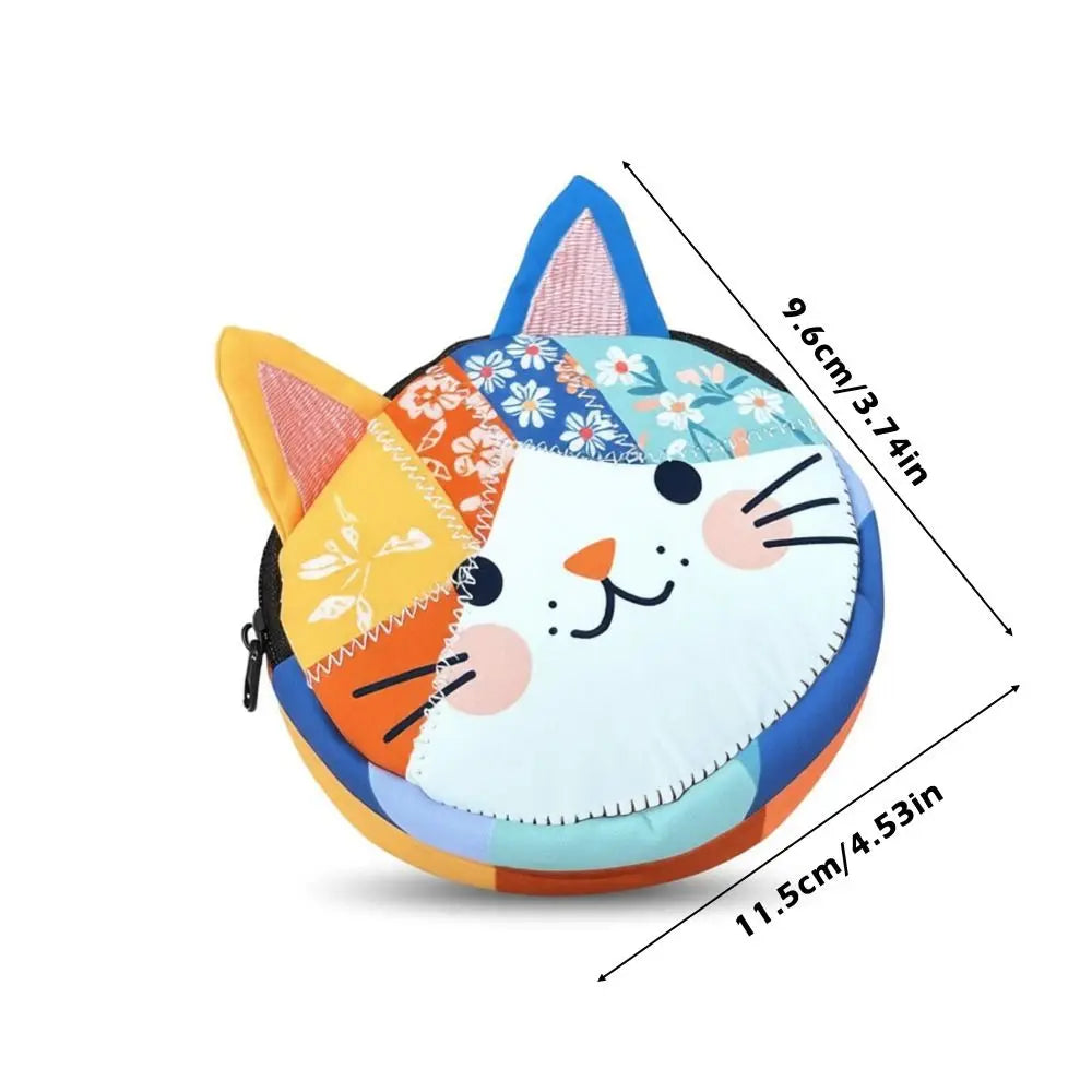 Waterproof Patchwork Coin Purse Cat Zipper Design Makeup Bag Storage Case Home Travel