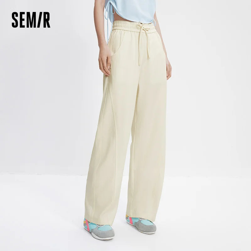 Women Pants Casual Slit Loose Curved Slim Fit Minimalist Lazy Versatile Curved Leg 2026 Summer Fashion Daily Top
