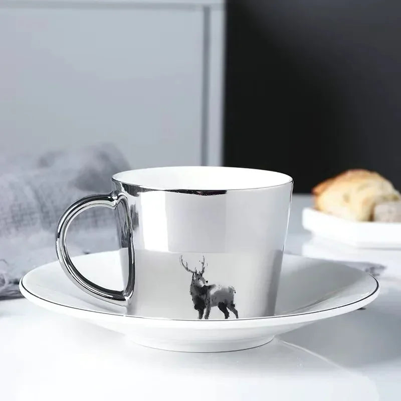 New Dynamic Mirror Reflection Cup Mug 250~300ml Home Drinkware Creative Ceramic Anamorphic Cup Coffee Tea Set Interesting Gift