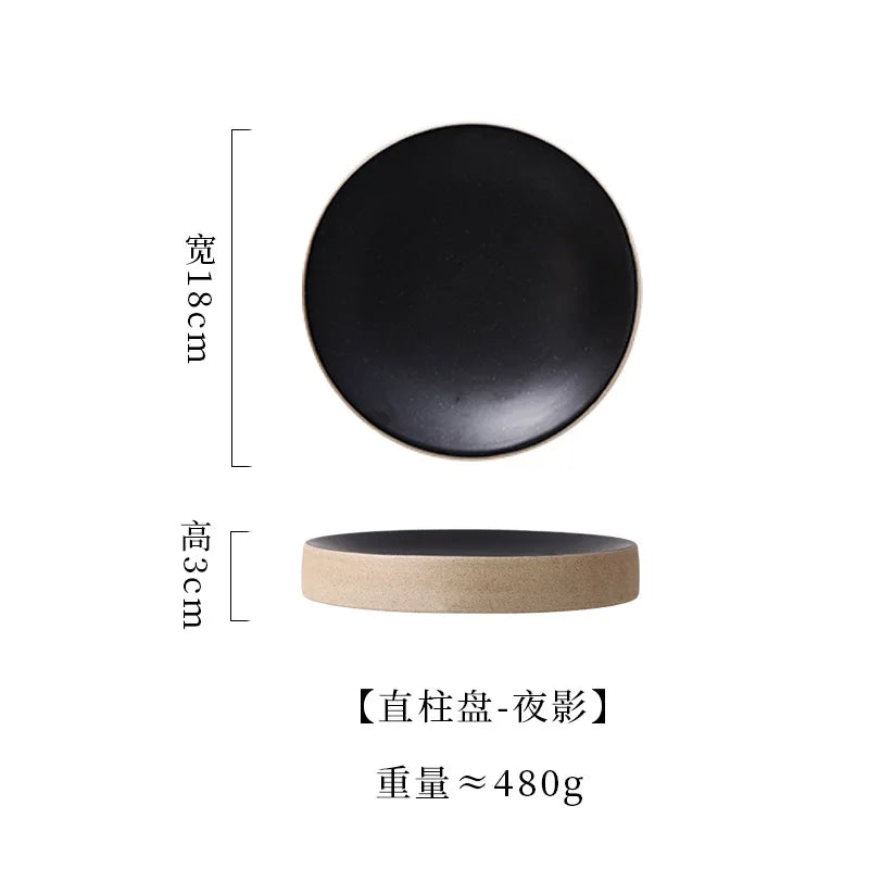 Premium Western Cuisine Plate Retro Round Plate Commercial Ceramic Tableware Cylinder  Simple Cake Dim Sum