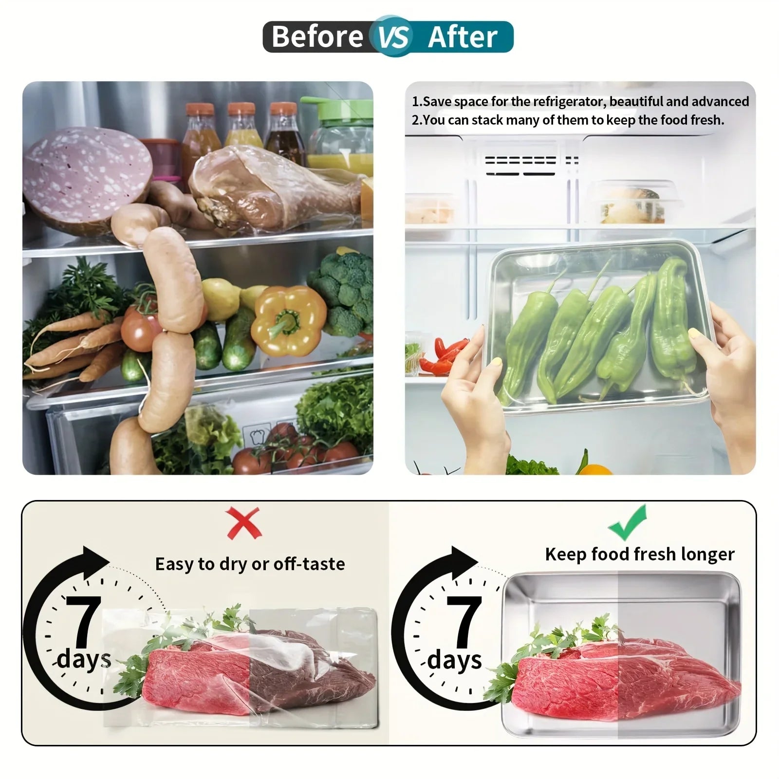 3pcs Stainless Steel Food Containers Leakproof Stackable Lunch Box with Clear Lids Kitchen Storage for Camping
