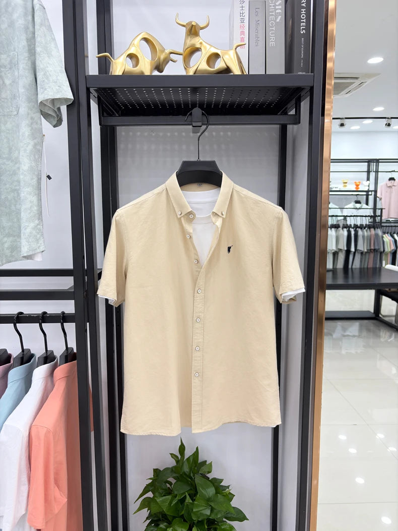 100% cotton short sleeve shirt summer classic solid color luxury brand Paul embroidery fashion business golf casual men's wear
