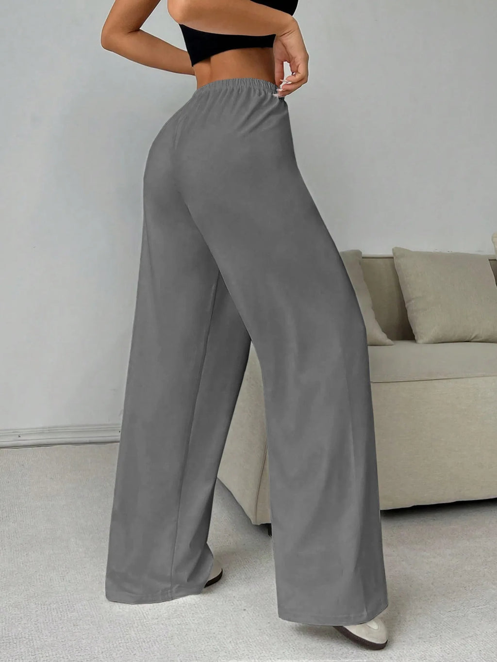 2026 Women's Casual Four Seasons Comfortable Loose Woman Pants Solid  Drawstring Elastic Belt Wide Leg Running Chic Women Pants