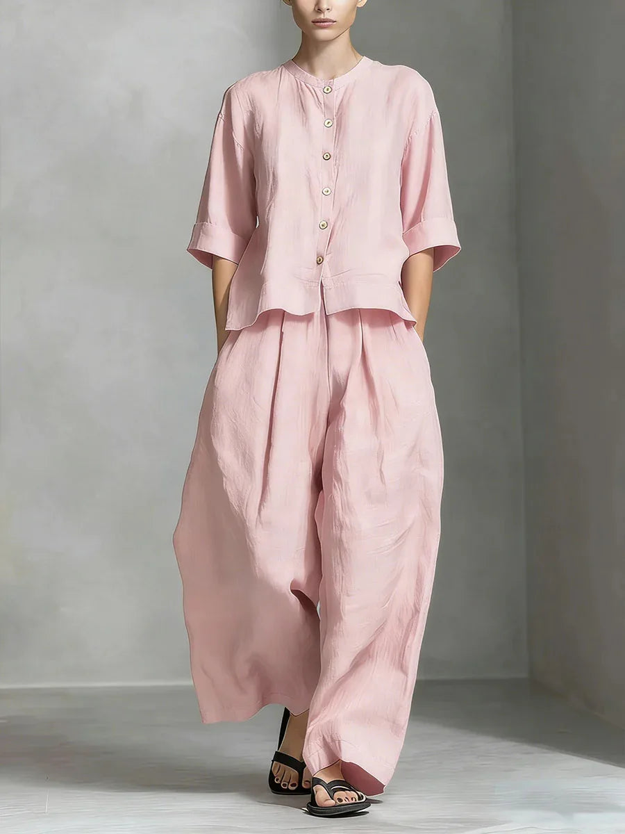 2026 New Women's Fashion Set Elegant Sleeveless Tank Top Modern Wide Leg Pants 2-Piece Outfits Summer Casual Solid Color Set