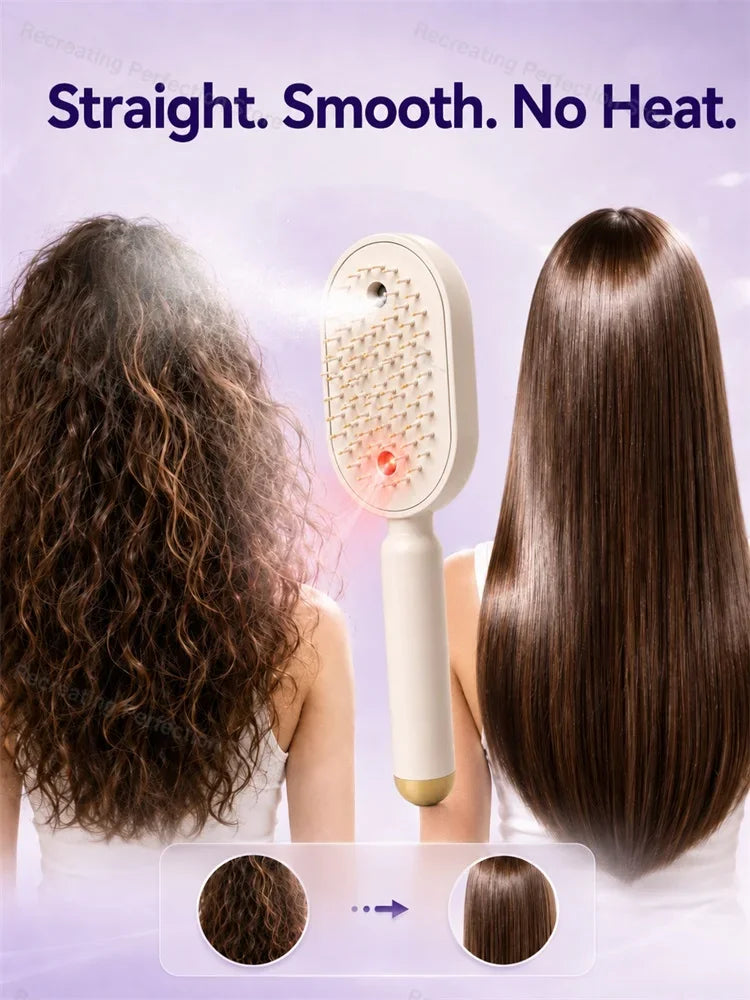 2026 Professional Hair Straightener Brush – No Heat Spray, Red Light Therapy, Scalp Massage, Cordless & Portable, Fast Charge