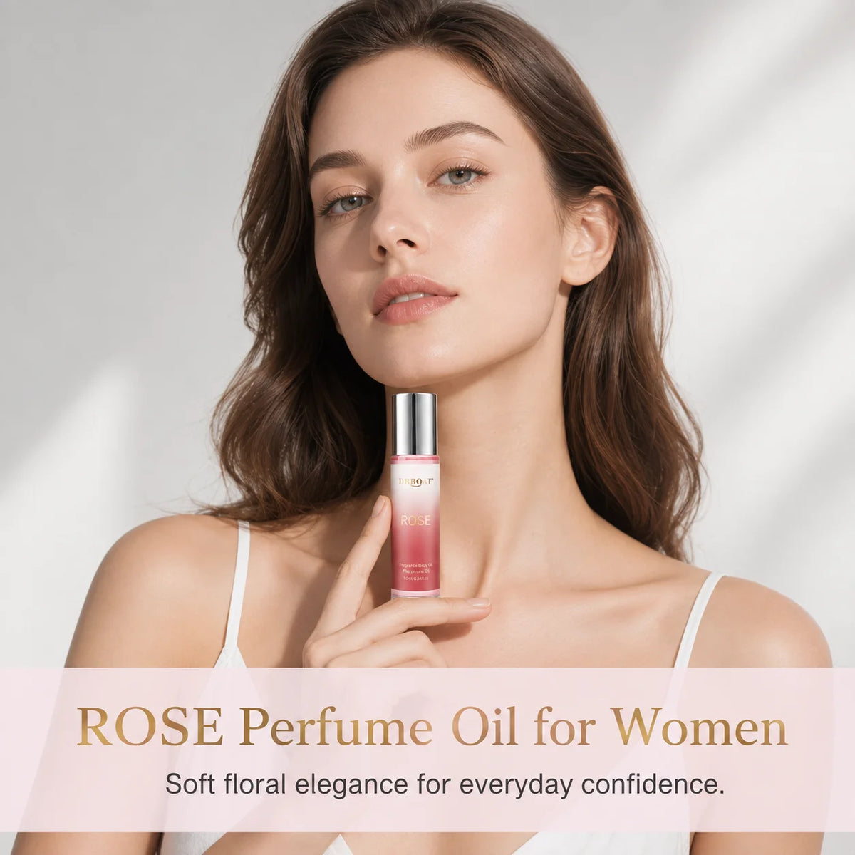 10ML Roll‑On Women Body Perfume Oil, Portable Floral Oriental Fruity Fragrance Body Oil, Juicy Peach Rose Scent for Dating