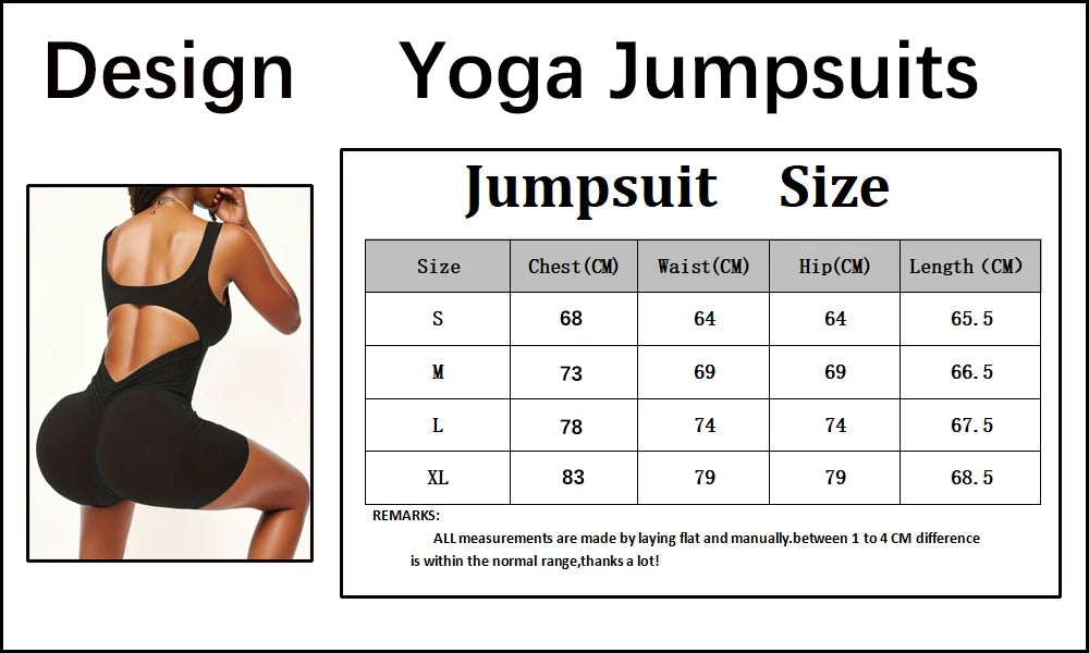 Women's Slim Fit One-Piece Shorts  Workout Jumpsuits Spring/Summer  Hip Lifting Backless Yoga Sports Clothing Sexy Design