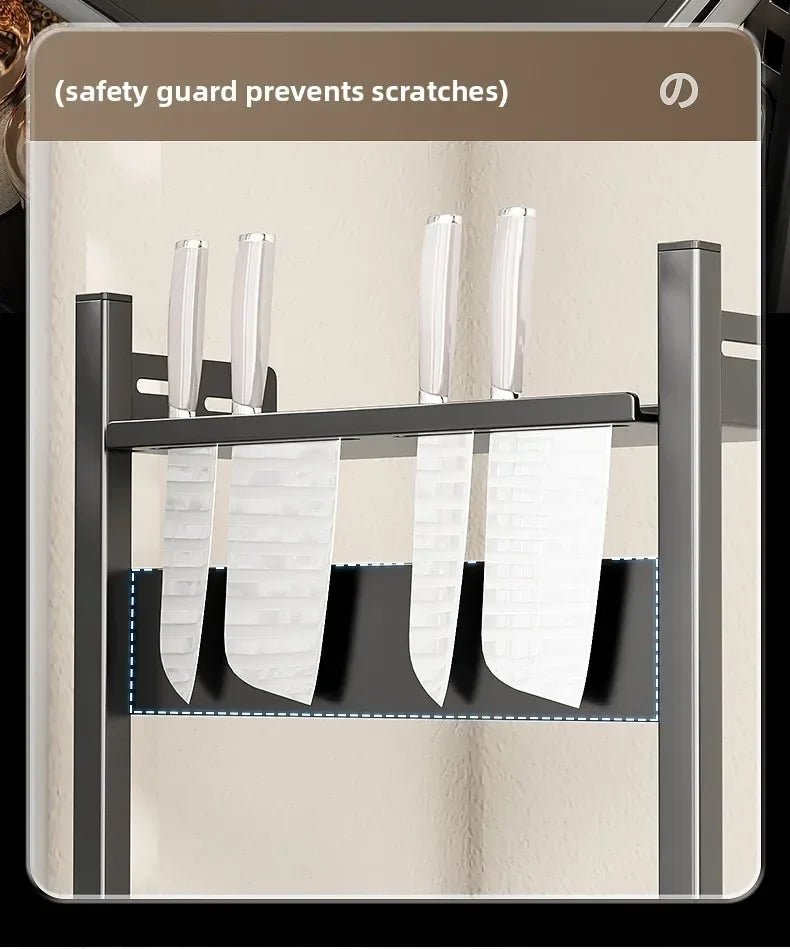 Kitchen Countertop Organizer Rack with Adjustable Feet Knife Storage Removable Shelves Multifunctional Space-Saving for Home