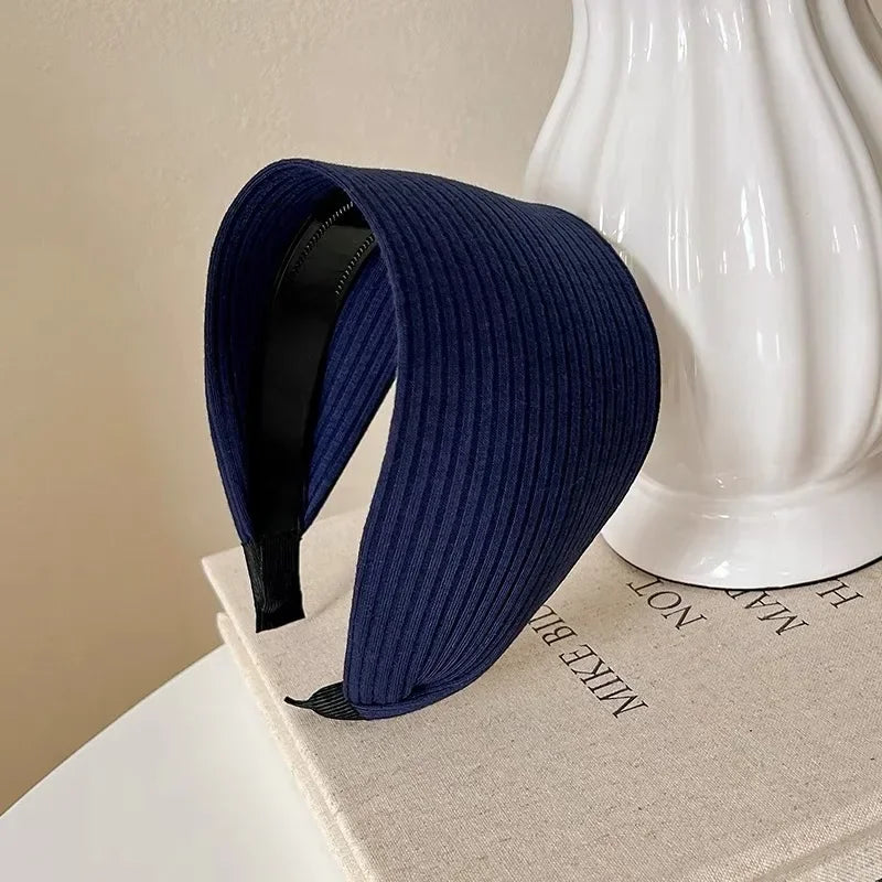 New Soft Wide Knitting Cotton Hairbands for Women Girls Korean Neutral Solid Turban with Teeth Head Band Headwear Accessories