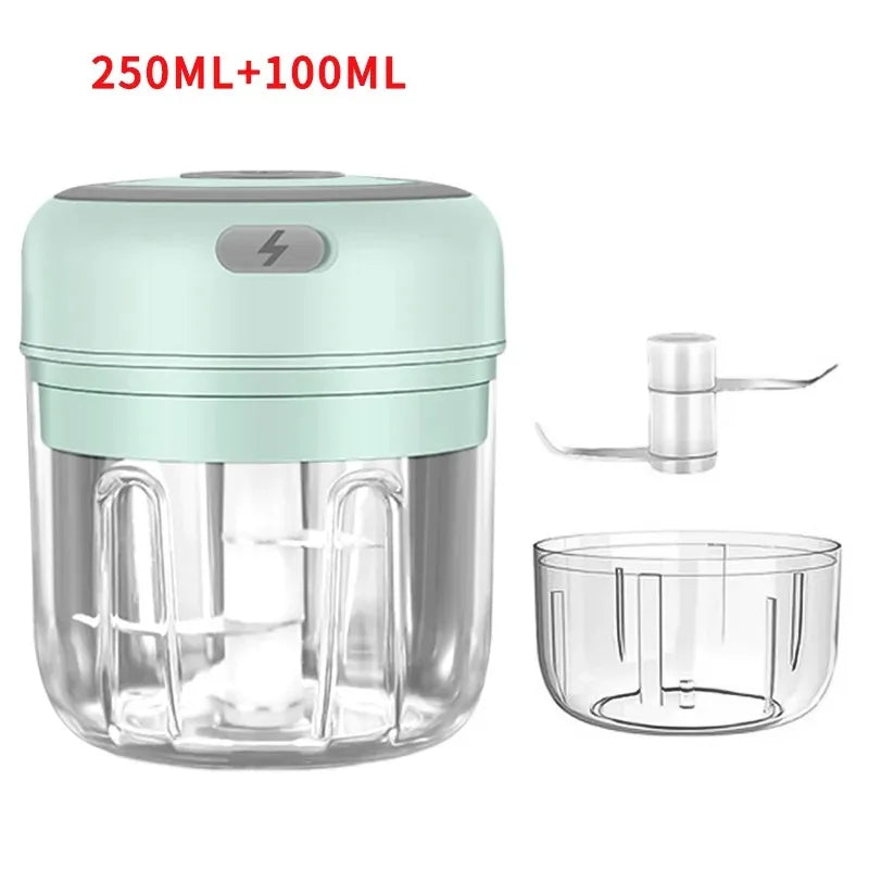 Electric Garlic Chopper 100/250ML Mini Portable Veggie Chopper Garlic Grinder Masher Onion Chopper Blender to Vegetable