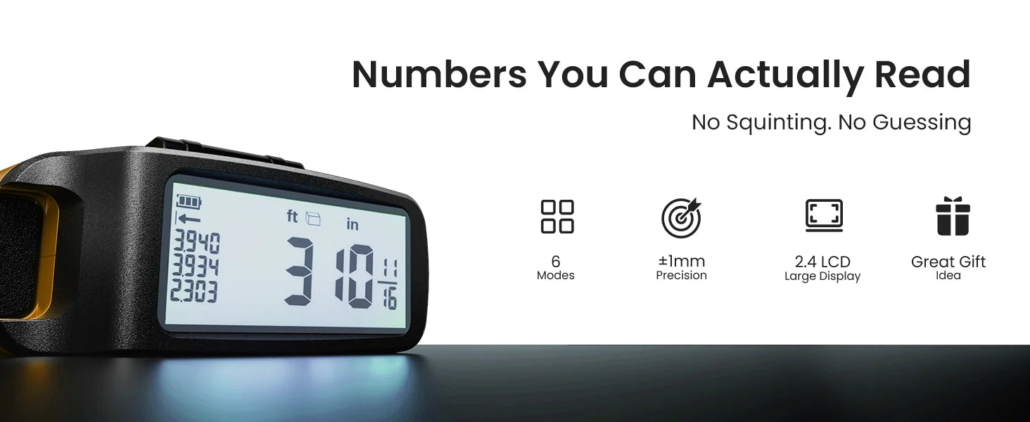 MiLESEEY  2-in-1Digital Reading Tape measure DT20 5m Rechargeable Measurement Tool, for Distance/Area/Volume
