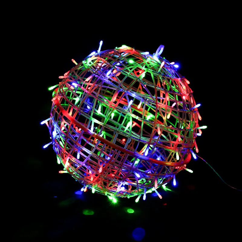 LED Light Christmas Festoon Rattan Ball Outdoor Hanging Fairy String for Yard Garden Tree Pendant Decoration
