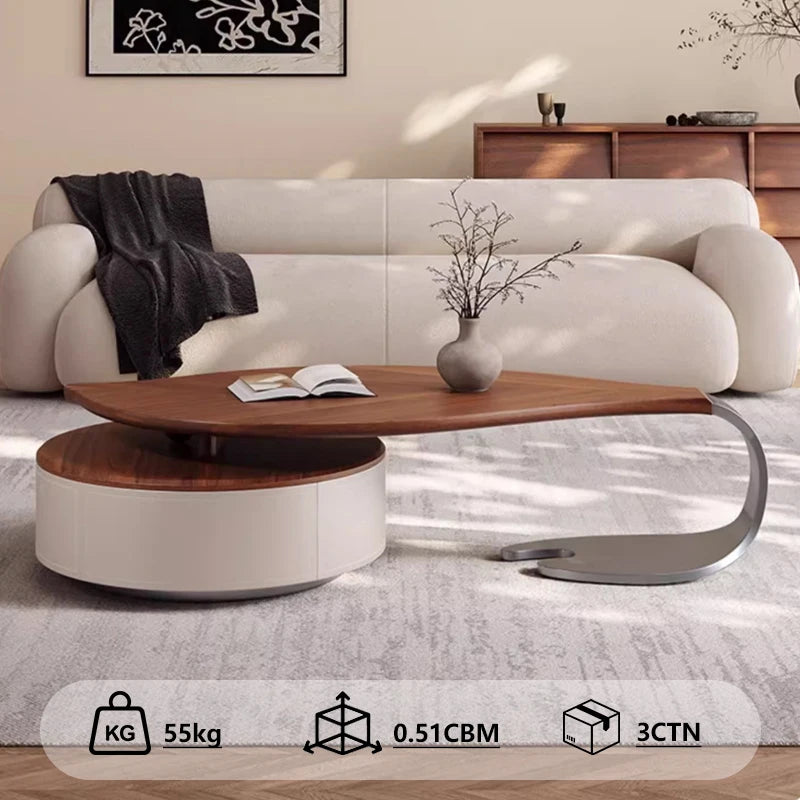 Custom Modern Leaf Shape Walnut Veneer Coffee    Light Luxury Living Room Home New Designer Creative Special Shape Coffee Tab