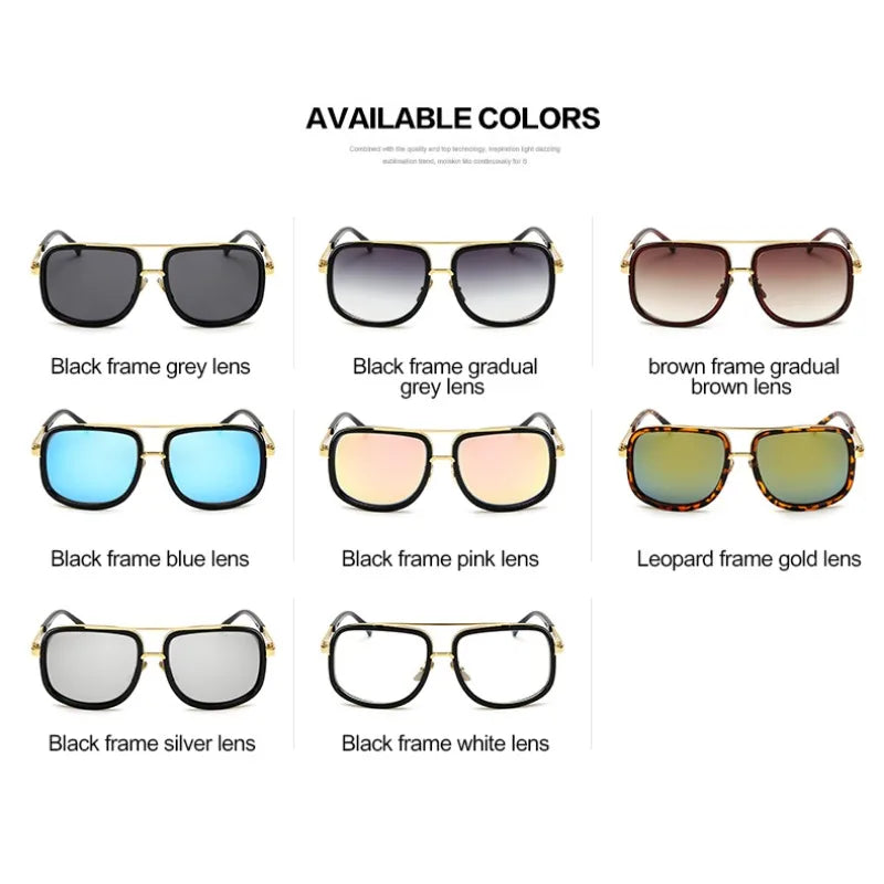 New Fashion Big Frame Sunglasses Men Square Metal Sun Glasses Women Retro Sun Glasses Vintage High Quality