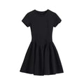 Women's Petite Black Summer Dress Round Collar Short Sleeve Slimming A-Line Mini Streetwear French Elegant LBD for Juniors