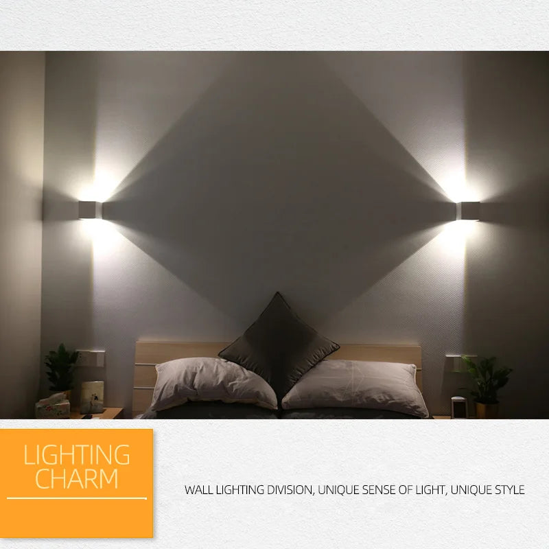 6W/12W LED Wall Light Outdoor Waterproof IP65 Porch Garden Wall Lamp & Indoor Bedroom Bedside Decoration Lighting Lamp Aluminum