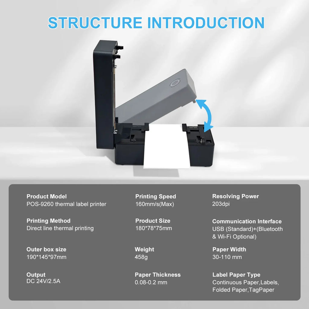 Thermal Label Printer Small Wireless Shipping Label Printer 4X6 inch Portable Maker Compatible with Various systems