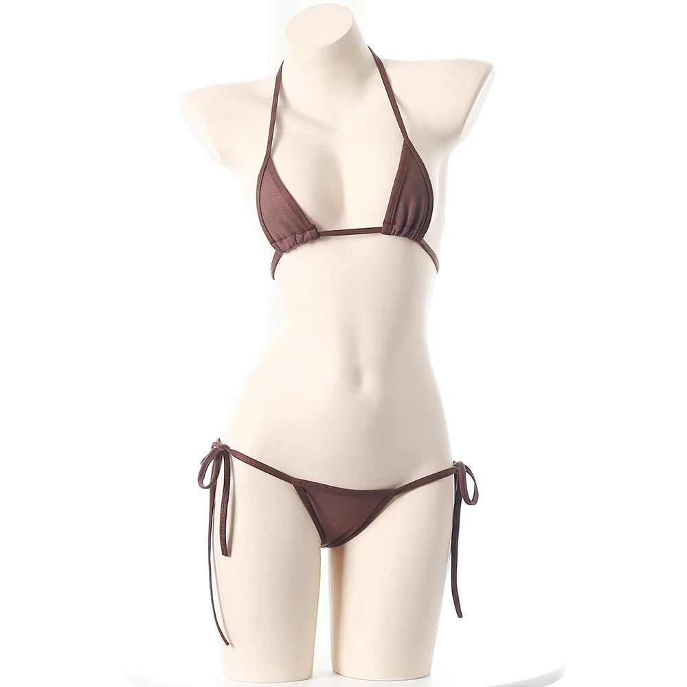 Sexy Micro Bikini 2025 Women Dopamine Solid Color Bikini Lace Up Bikinis Sets Swimsuit Swimwear Underwear Lingerie