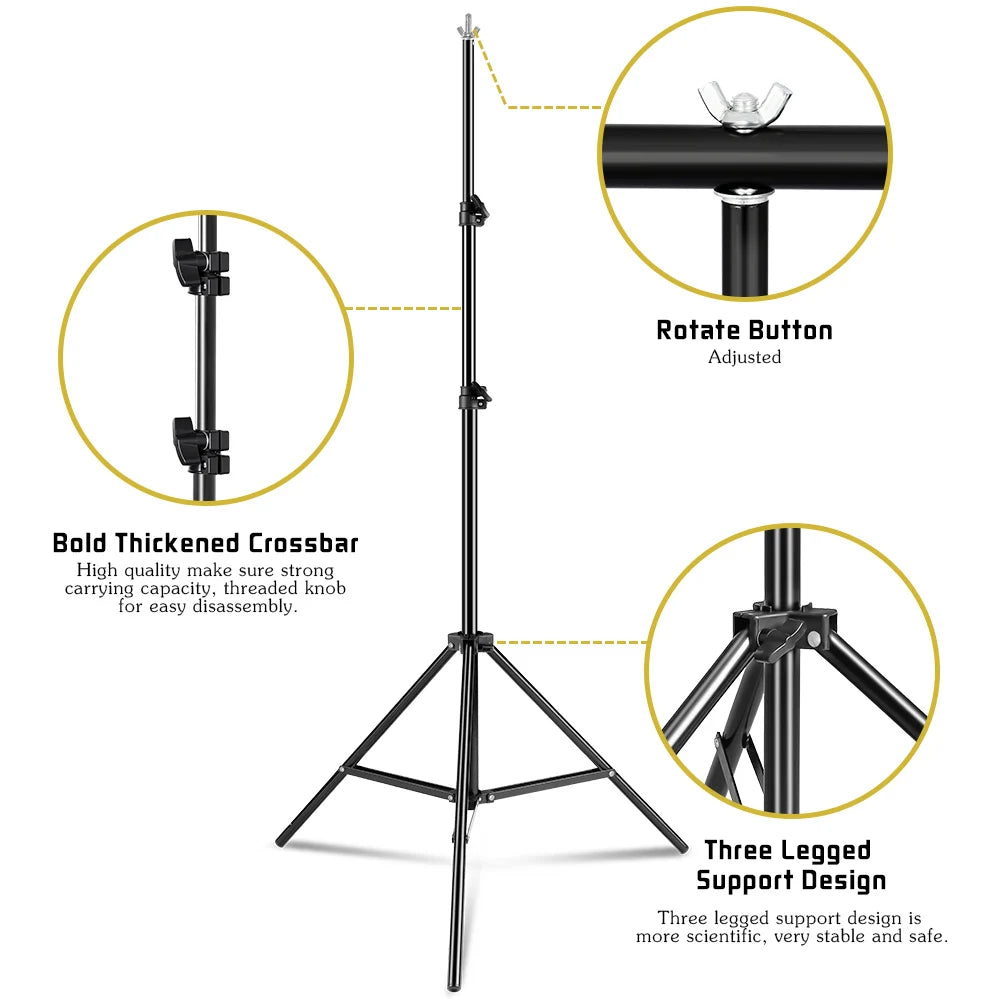 T-shaped Background Photography Backdrop Stand Adjustable Support System Photo Studio for Non-Woven Muslin Backdrops With Clip