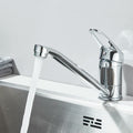 Long Nozzle Kitchen Standing Faucet Bathroom Faucet Modern Polished Chrome Plated Single Handle Swivel Kitchen Tap