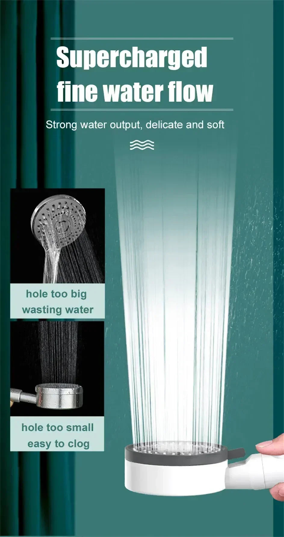Bathing Showerhead Filtered Purify Water Filter One-Key on OFF Massage 10 Spray Modes High Pressure Shower Head Bath Accessory