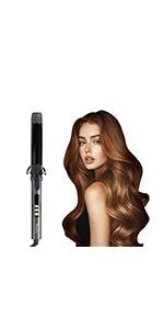 Hair Curler 32mm with LCD Display, Black and Gold, 5 Temperatures (140 °C-220 °C), Ceramic Coating, Bivolt 110-220V