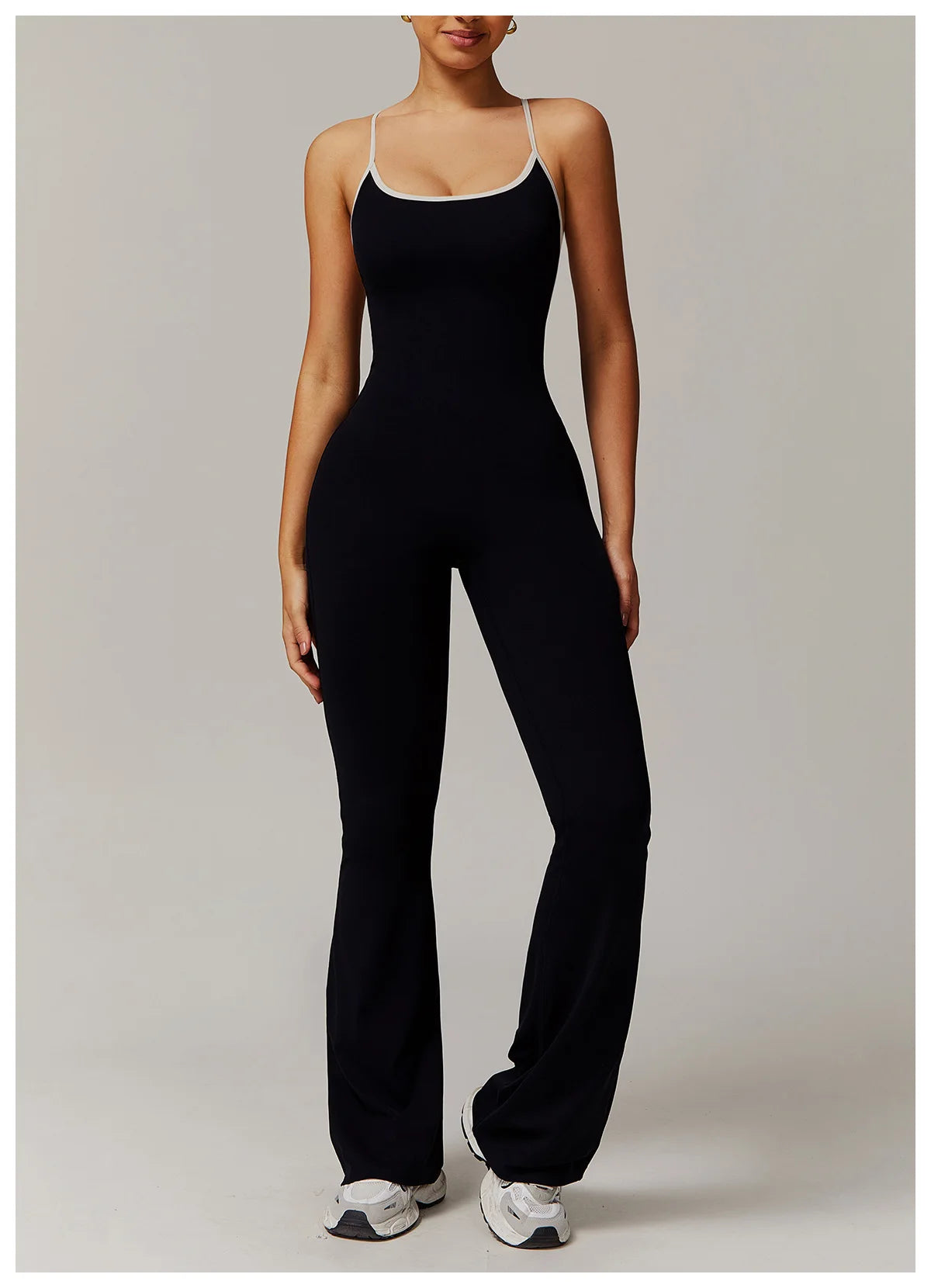 DLT3013 Back Adjustable Shoulder Strap Cross Slim Wide-Leg Yoga Dance Jumpsuit With Chest Pad Women Sports Fitness Jumpsuits