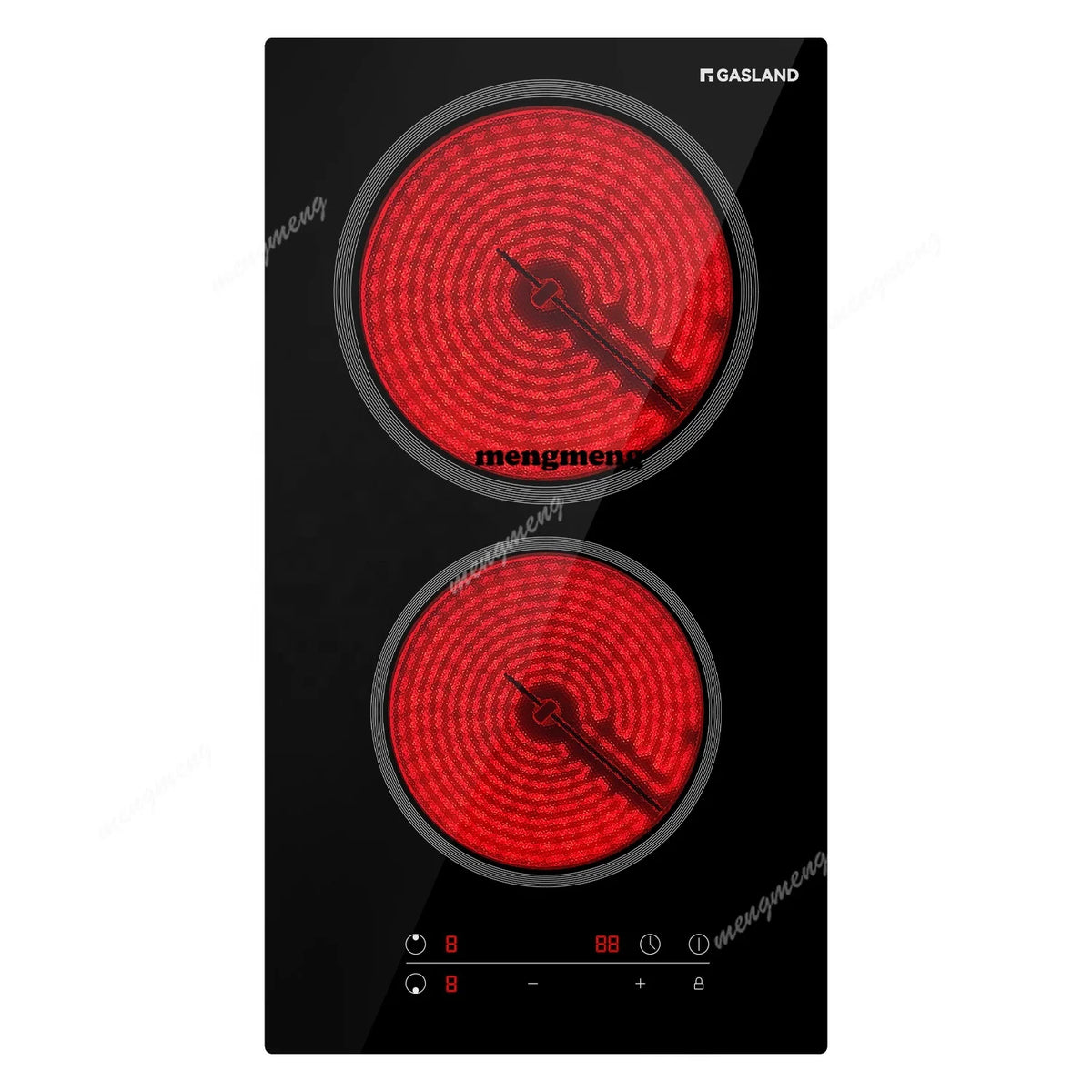 12" Drop-In Electric Cooktop: 2 Burner, 3000W ETL, 16 Power Levels, Slide Touch, Keep Warm, Timer