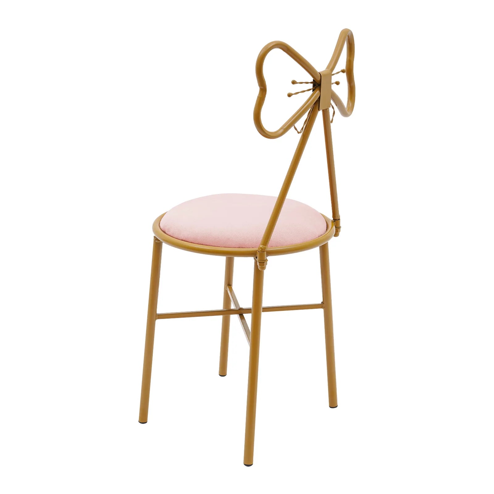 Butterfly Bow Tie Vanity Chair Modern Vanity Stool Velvet Cushion Makeup Chair Metal Frame Butterfly Backrest Chair Dining Chair