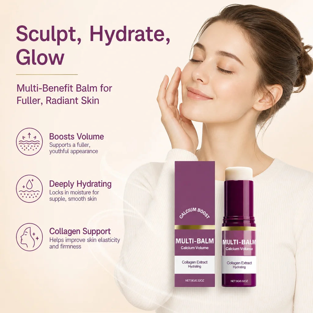 Multi‑Balm Calcium Volume Stick Collagen Extract Deep Hydrating for Fuller Supple Radiant Portable Solid Facial Skin Care Balm