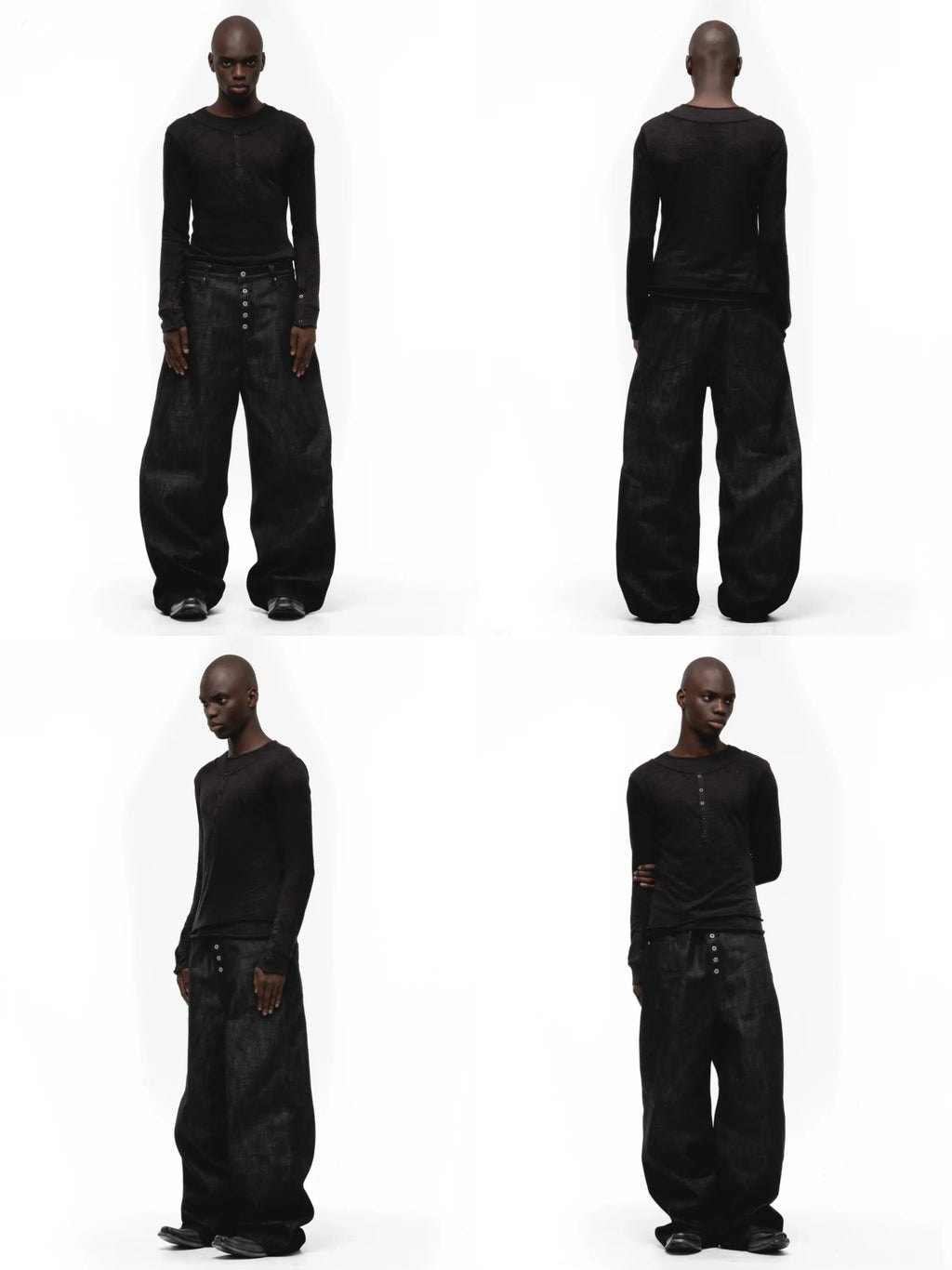 Japanese Raw Denim Loose Fit Jeans Classic Unwashed Cotton Workwear Baggy Trousers for Men