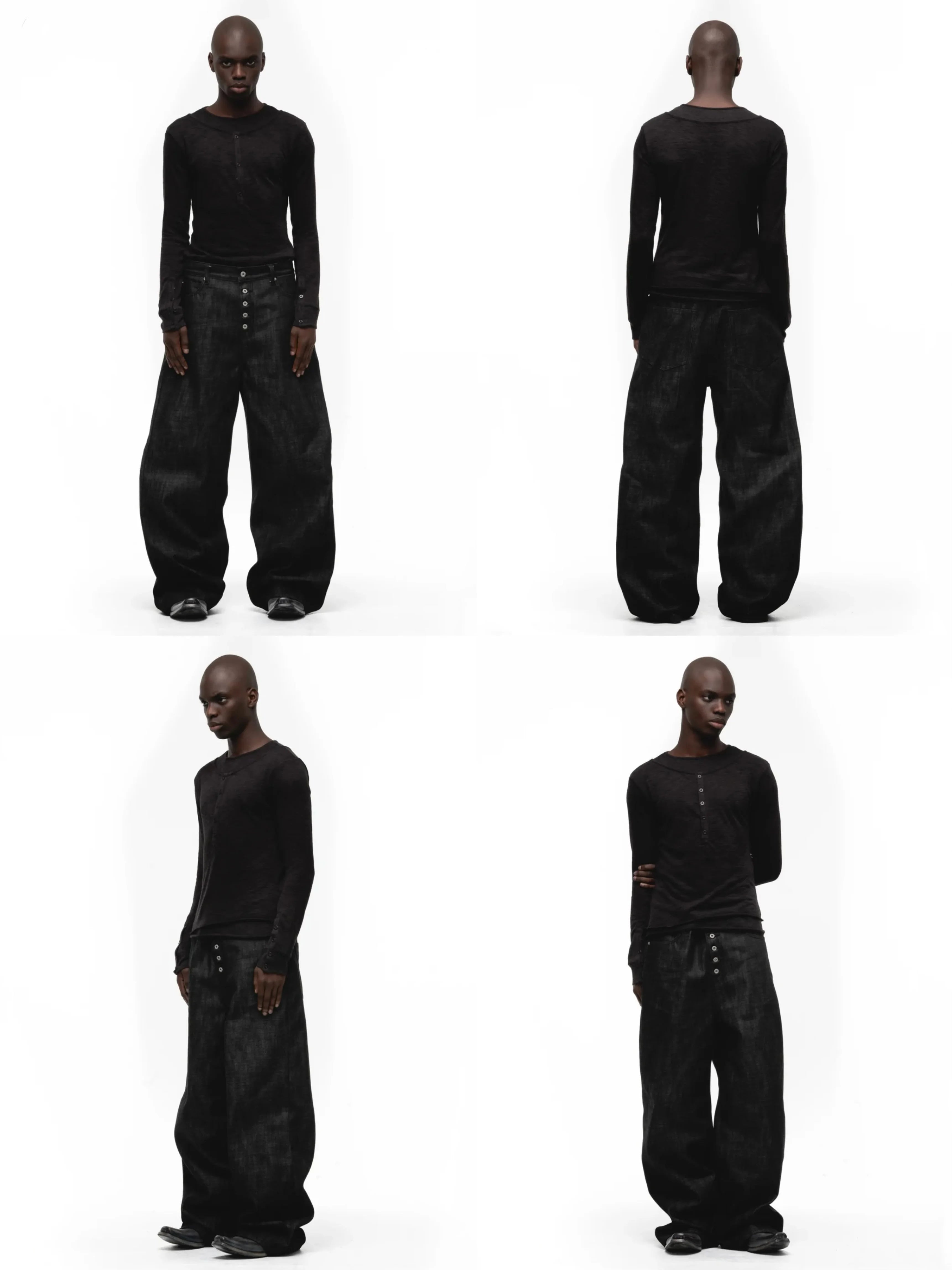 Japanese Raw Denim Loose Fit Jeans Classic Unwashed Cotton Workwear Baggy Trousers for Men