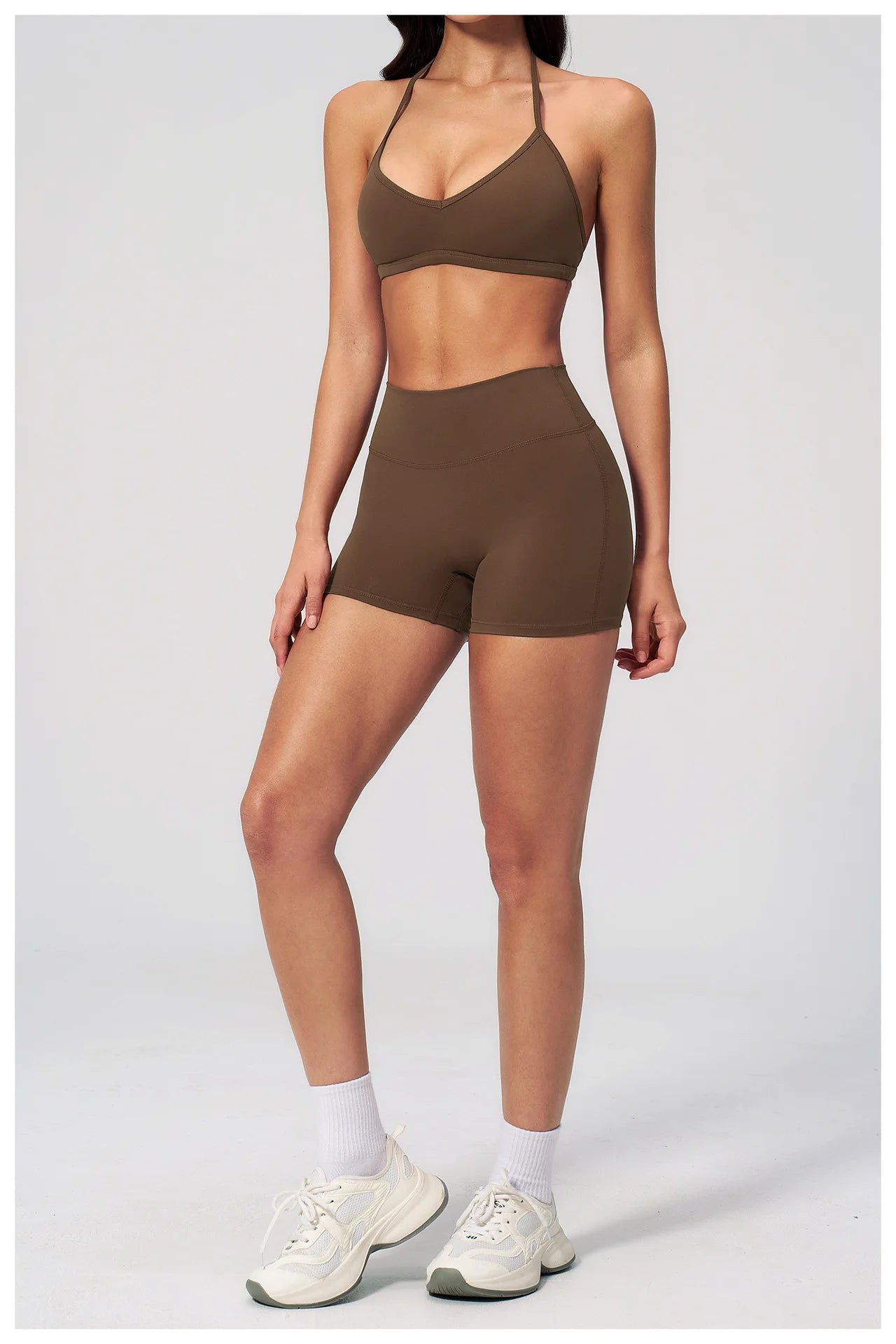 2 Pieces Yoga Set Women Tracksuit Backless Halter Tops High Waist Shorts Gym Suits Fitness Sportswear Workout Sets Athletic Wear